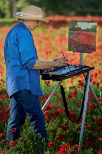 CRENSHAW painting in poppy field