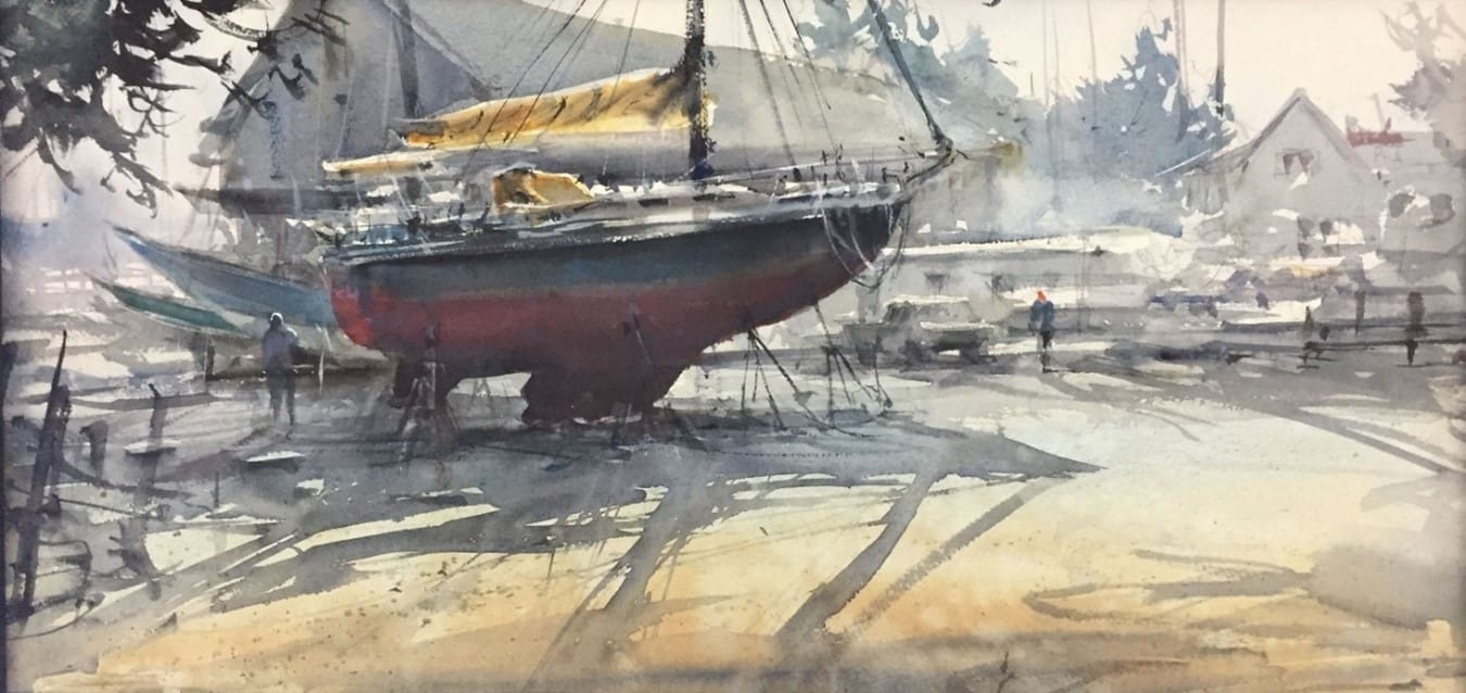 Tilghman Toil      Voted:  Artists’ Choice Award  12x24   Plein Air Easton, Tilghman Paint Out